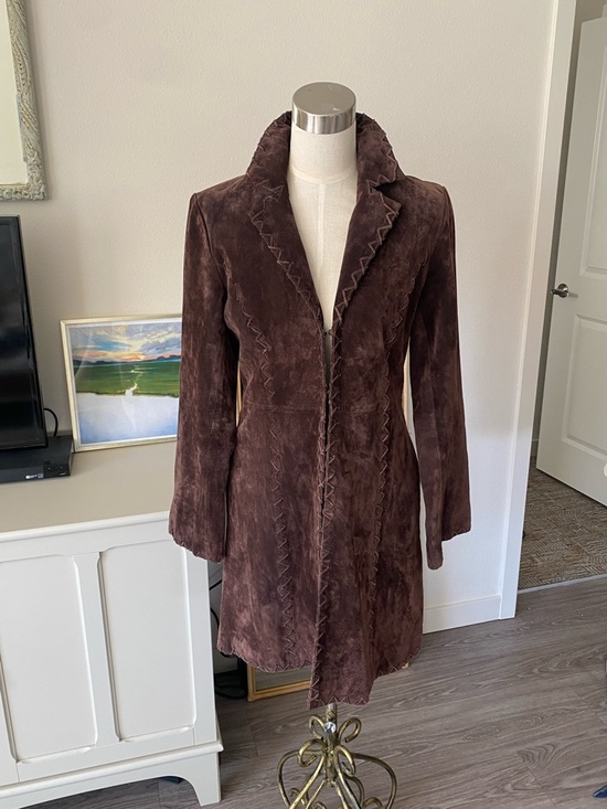 Vintage Jackets & Blazers - Vintage Y2K Saguaro Whipstitch Leather Coat